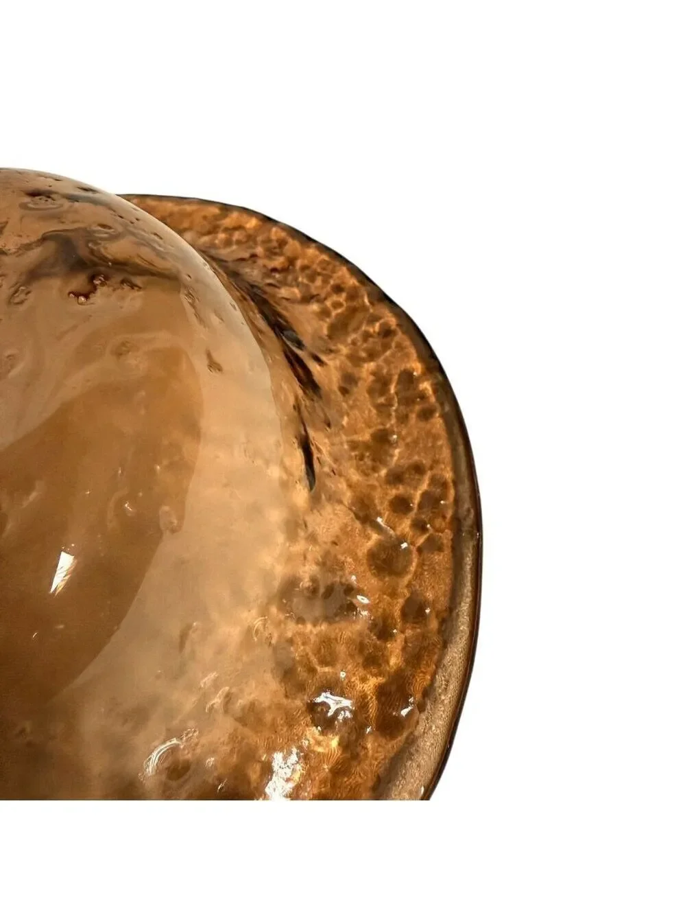 Amber Art Glass Dish Pinecone Embellishment
